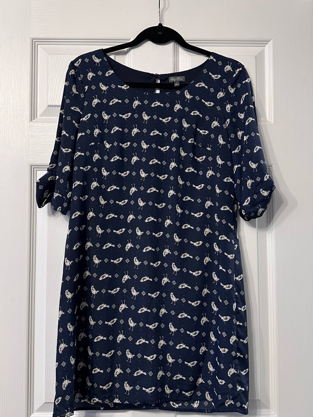 Lily Rose Navy Tunic with White Bird Print